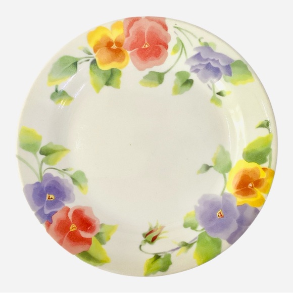 Corelle Summer Blush 7.25” Plates – Set of 4 –Pansy Floral Pattern Salad Dessert - Picture 3 of 6